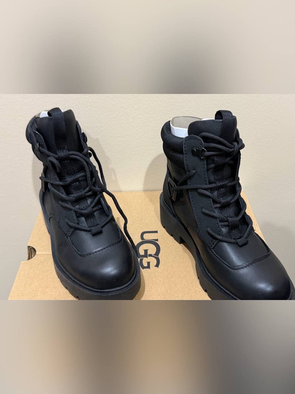 UGG Black Lace-Up Chunky Combat Boots